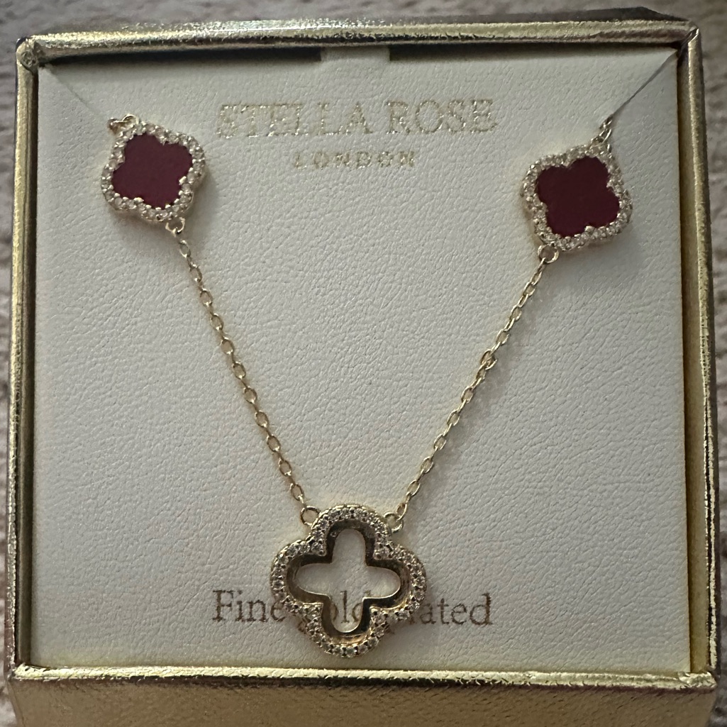 Stella Rose London Gold And Red Clover Necklace
